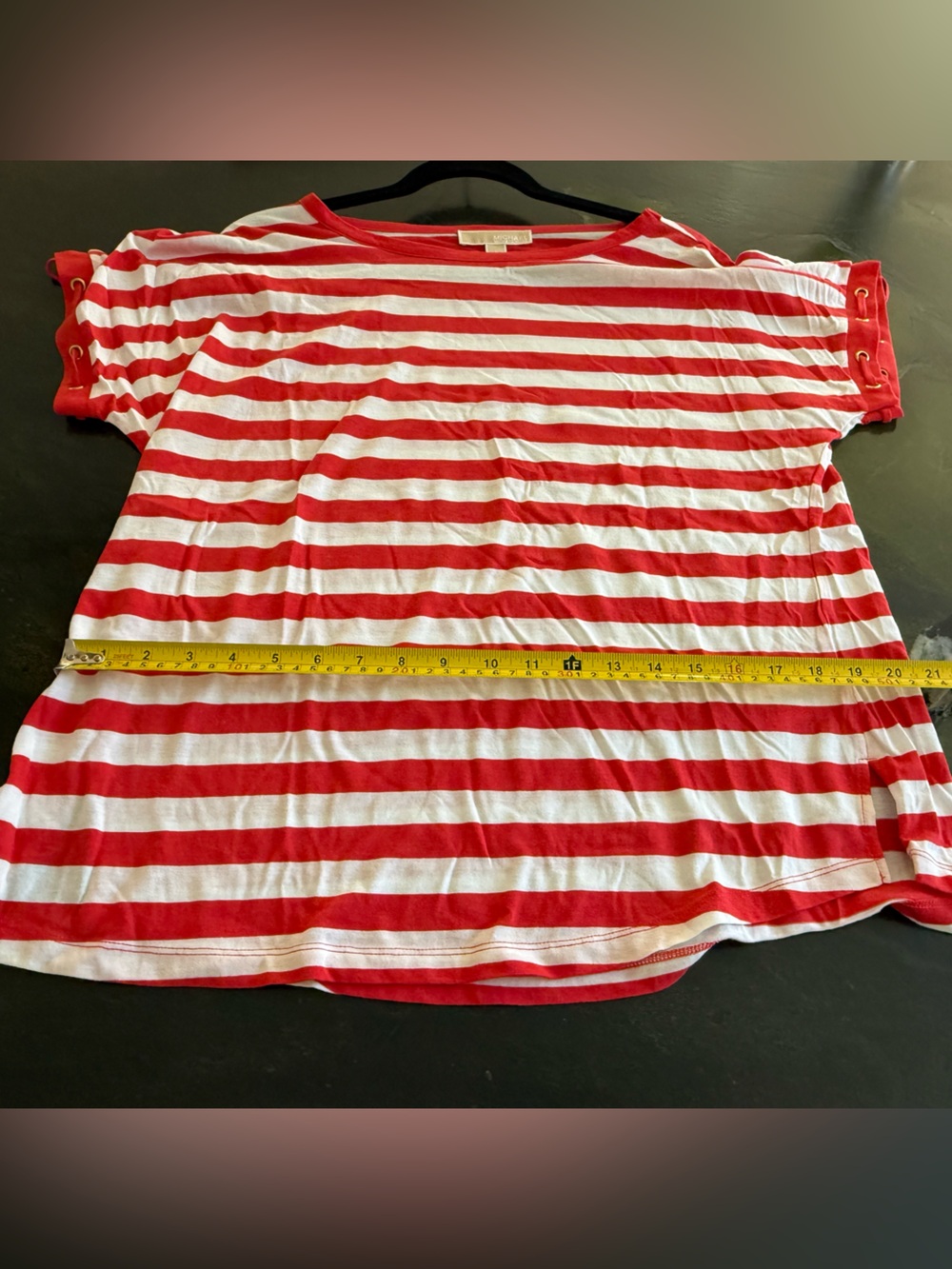 Michael Kors Red/White Striped Short Sleeve Top - Like New - Picture 10 of 11